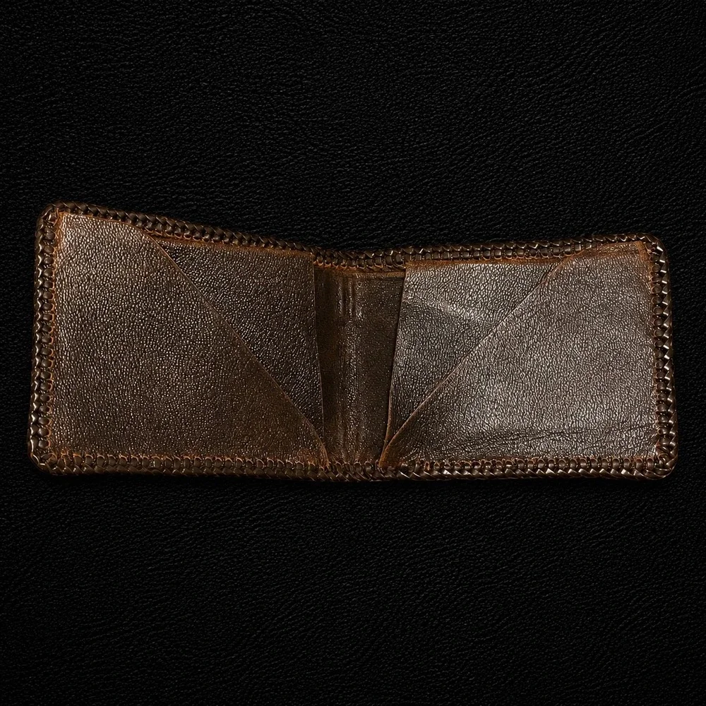 Vintage Handmade Tooled Leather Bifold Wallet Chuck Western Deer Buck Forest